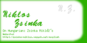 miklos zsinka business card
